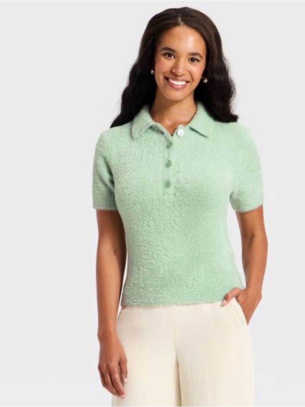 NWT a new day Short-Sleeve Polo Sweater in Mint